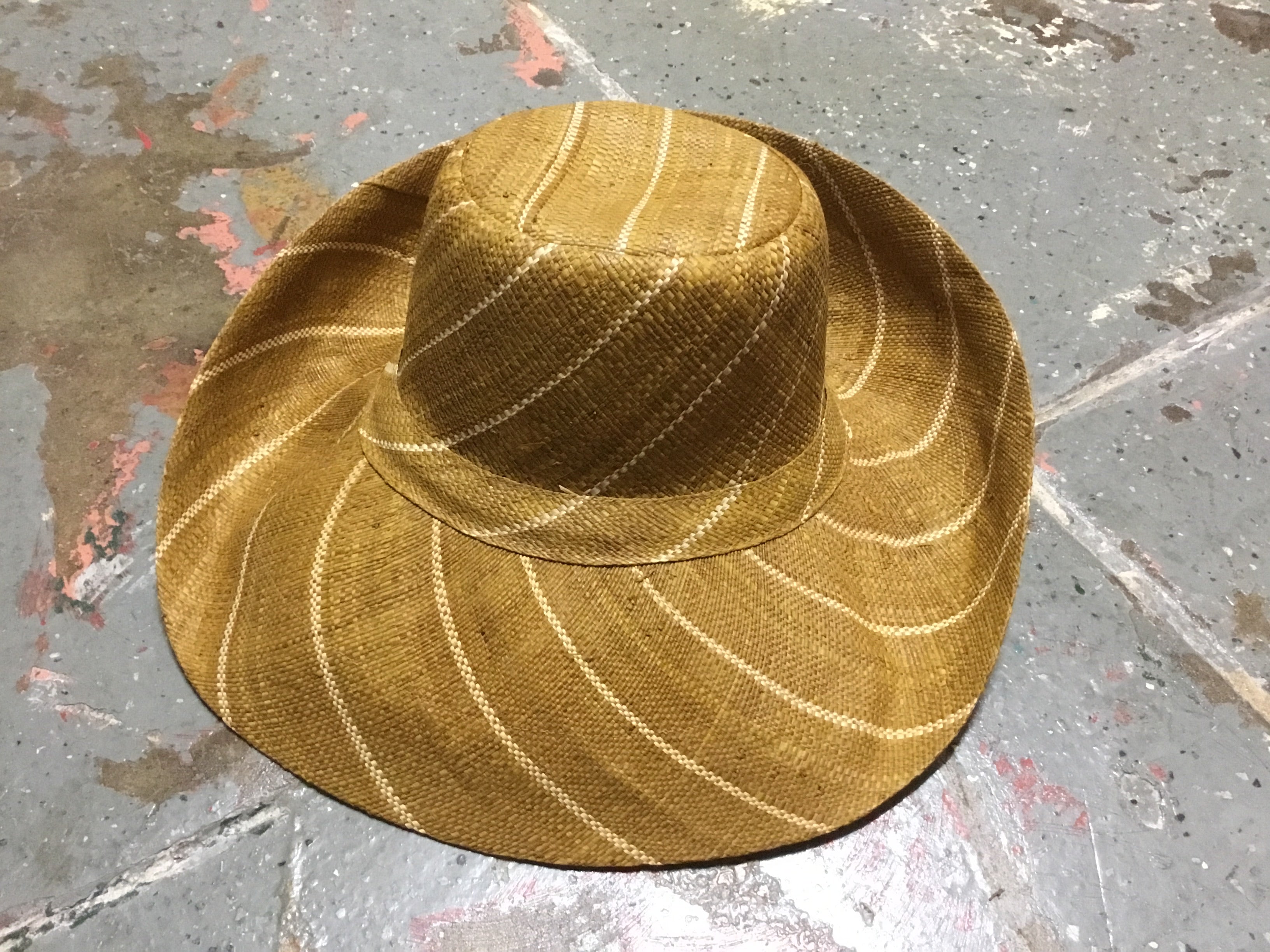 Shebobo - 5" Brim Monica Pin Stripe Straw Hats - Brown