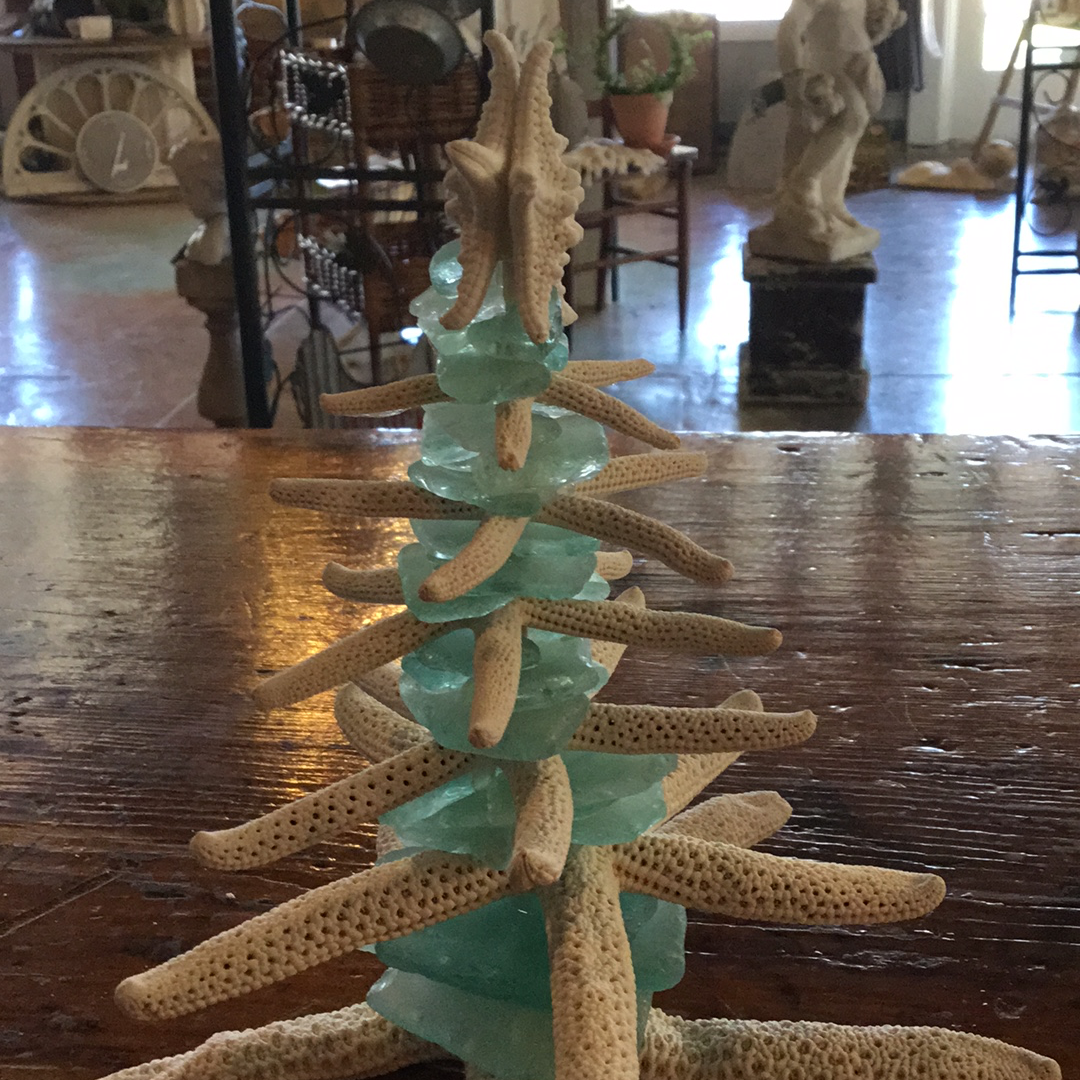 Large Starfish & Seaglass Christmas Tree