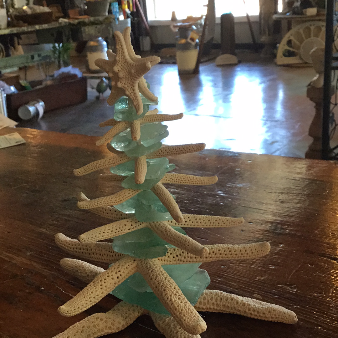Large Starfish & Seaglass Christmas Tree
