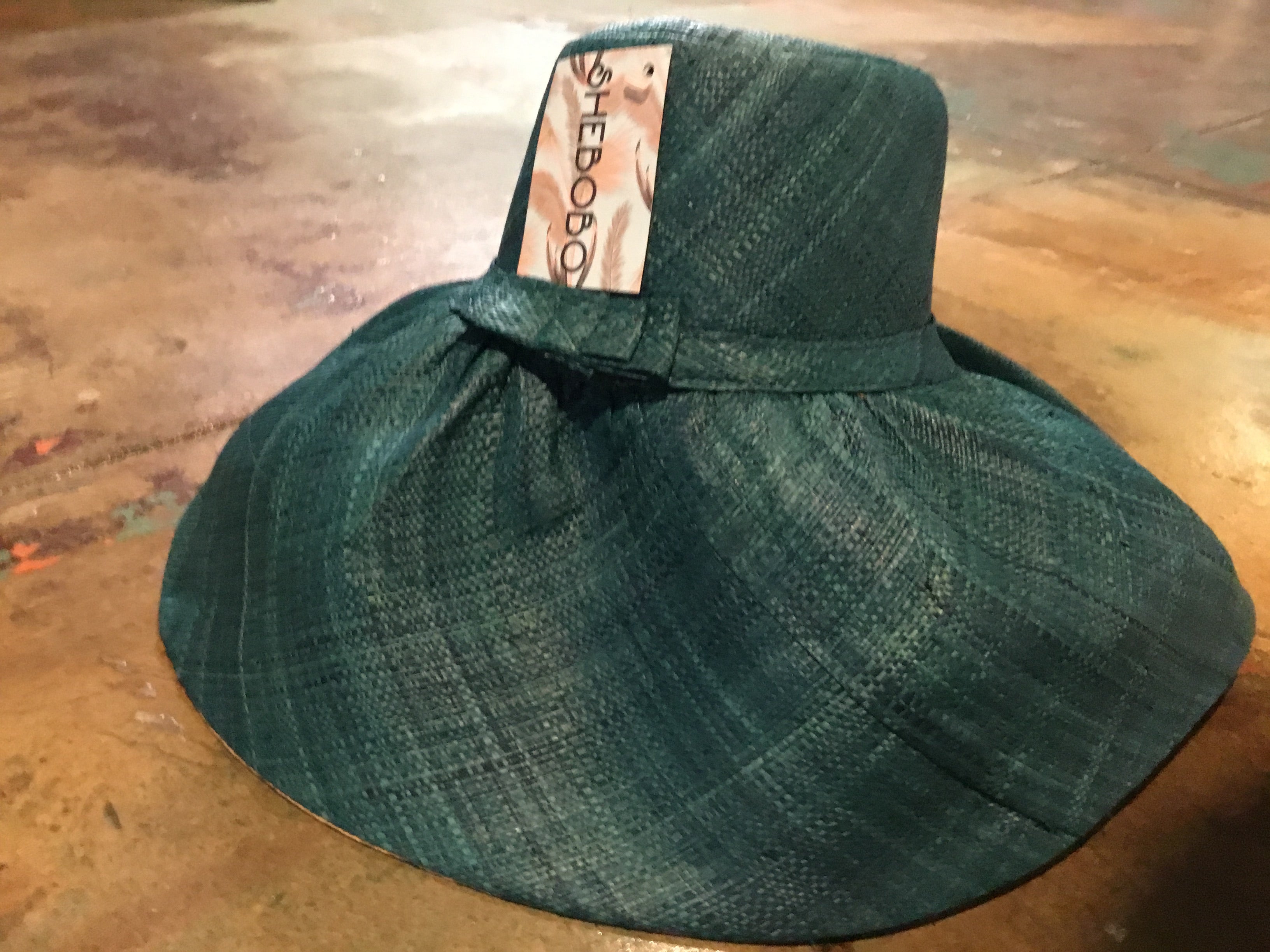 Shebobo - 7"  Brim Estrella Straw Two Tone Turquoise Hats
